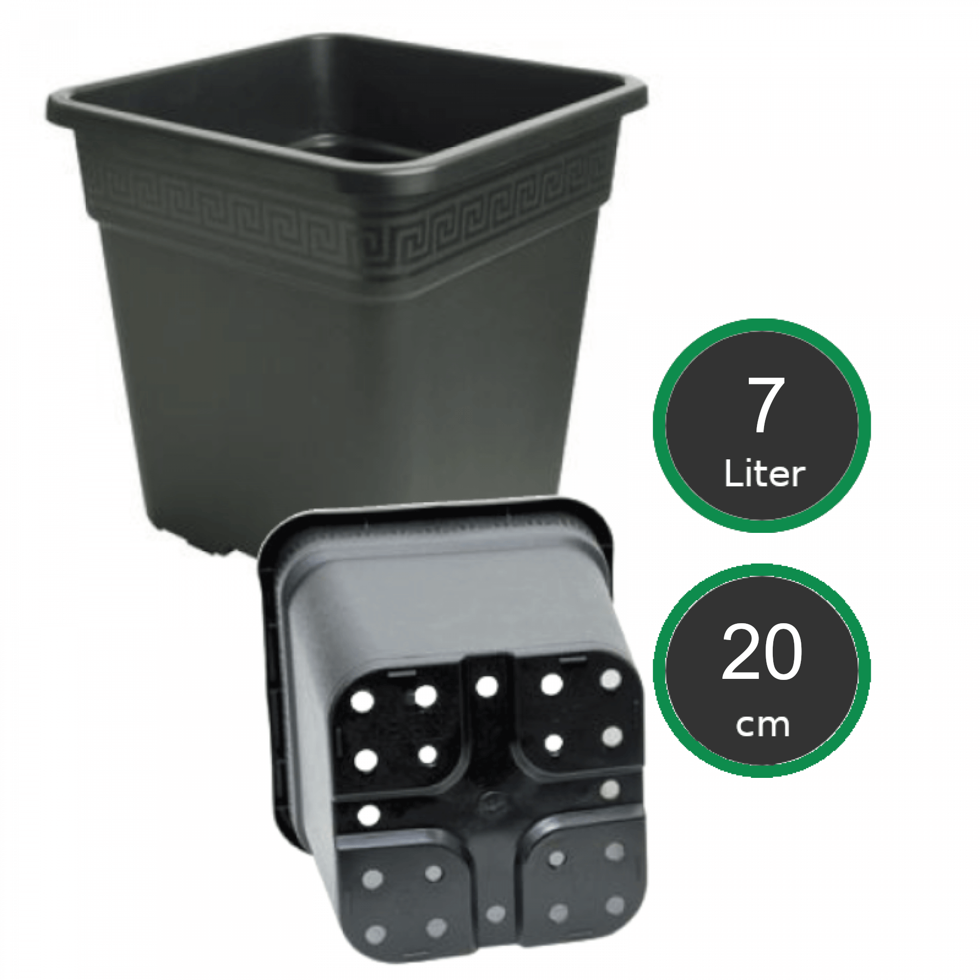 Vierkant Töpfe 20x20x25 cm, 7ltr.  Vierkant Töpfe 20x20x25 cm, 7ltr.