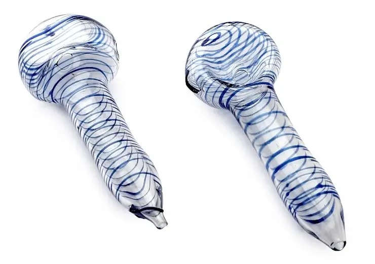 Blaue Glas Pop Corn Pfeife, 7cm