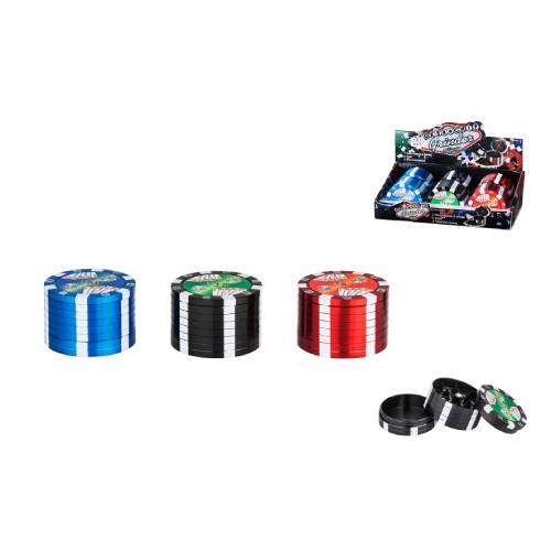 Pokergrinder aus Metal - 3-teilig, mit Sieb Pokergrinder aus Metal - 3-teilig, mit Sieb