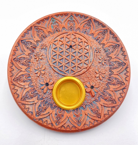 Bronze Räucherstäbchenhalter - Blume des Lebens Bronze Räucherstäbchenhalter - Blume des Lebens
