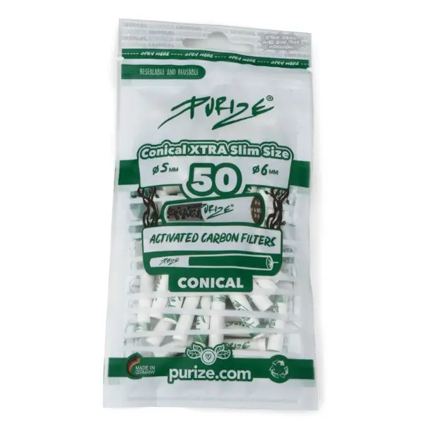 Purize Xtra Slim Conical - Aktivkohlefilter, 50Stk. Konisch Purize Xtra Slim Conical - Aktivkohlefilter, 50Stk. Konisch