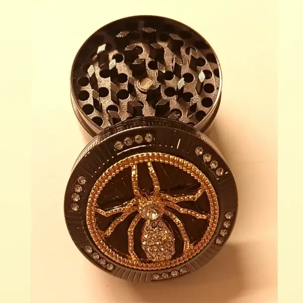 Bling Bling Grinder, 50mm - Hanfblätter Mattschwarz